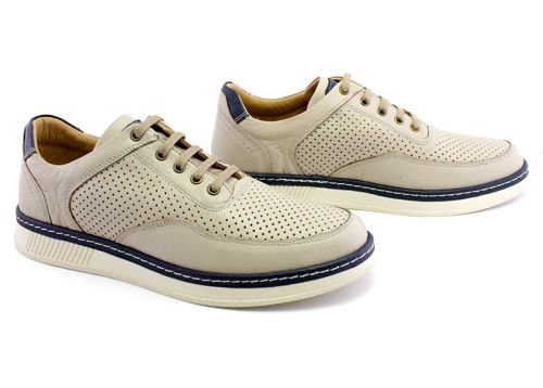 Pantofi casual barbatesti cu sireturi in bej - Model Carlos.