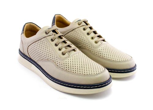 Pantofi casual barbatesti cu sireturi in bej - Model Carlos.