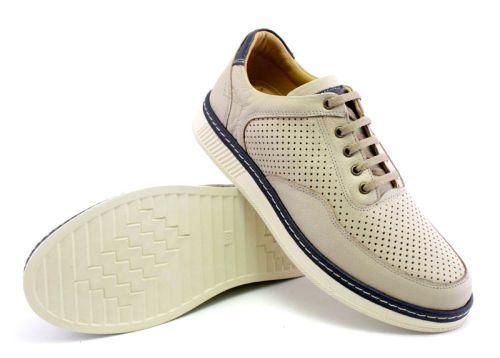 Pantofi casual barbatesti cu sireturi in bej - Model Carlos.
