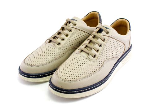 Pantofi casual barbatesti cu sireturi in bej - Model Carlos.