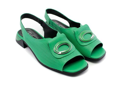 Sandale dama din piele naturala de culoare verde - Model Leticia.