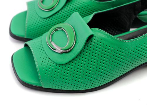 Sandale dama din piele naturala de culoare verde - Model Leticia.