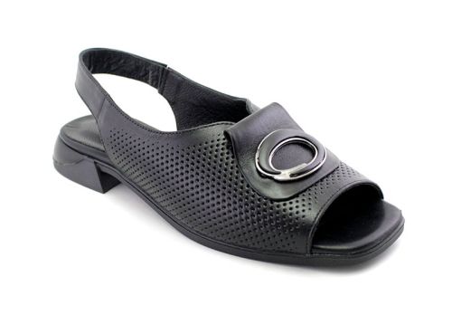 Sandale dama din piele naturala de culoare neagra - Model Leticia