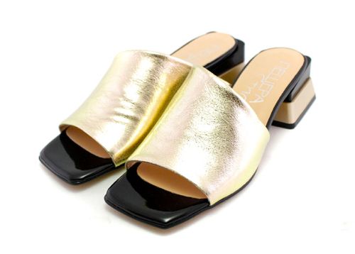 Papuci eleganti de dama aurii - Model Kiara.