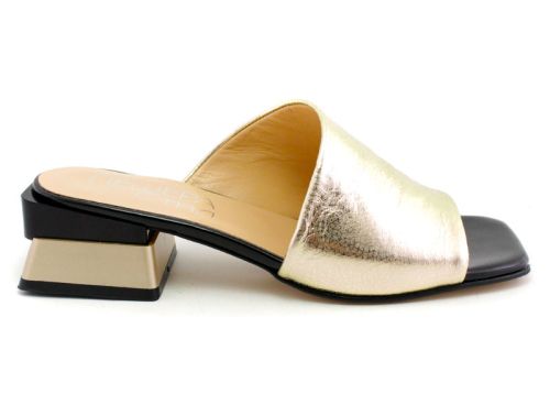 Papuci eleganti de dama aurii - Model Kiara.