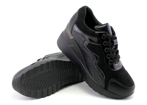 Pantofi sport de damă cu platformă în negru, model 137
