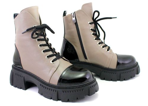 Cizme casual dama in negru si cafeniu, model Zelma