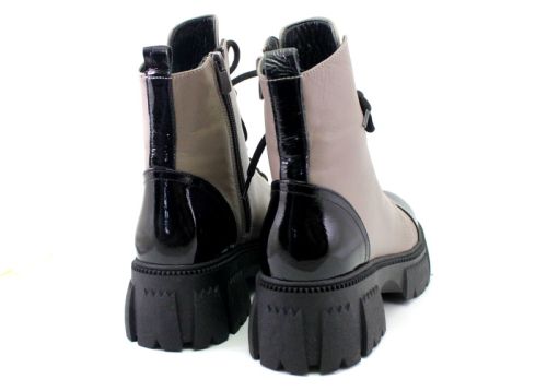 Cizme casual dama in negru si cafeniu, model Zelma
