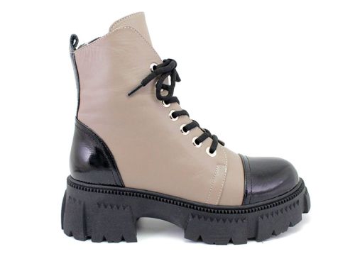 Cizme casual dama in negru si cafeniu, model Zelma