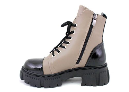 Cizme casual dama in negru si cafeniu, model Zelma