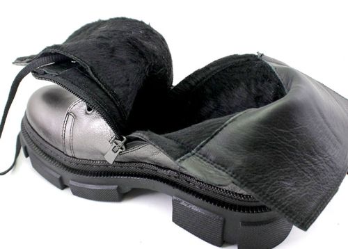 Cizme de dama din piele naturala de culoare platina metalizata - Model Shana