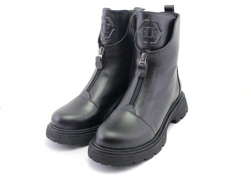 Cizme casual dama din piele naturala de culoare neagra - Model Angelina.