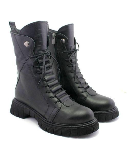 Botine de dama din piele naturala de culoare neagra - Model Frida.