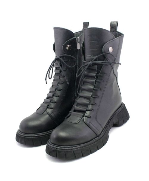 Botine de dama din piele naturala de culoare neagra - Model Frida.