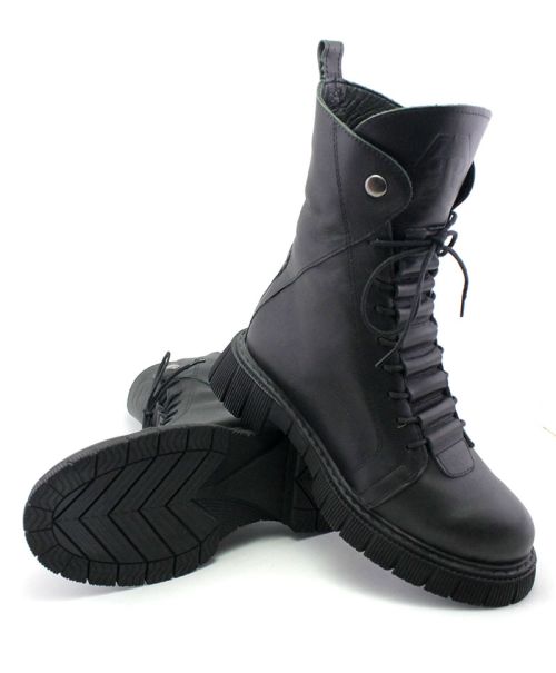 Botine de dama din piele naturala de culoare neagra - Model Frida.