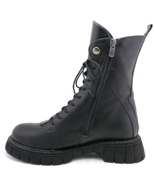 Botine de dama din piele naturala de culoare neagra - Model Frida.