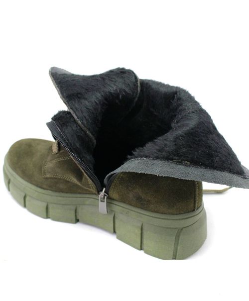 Pane dama din piele intoarsa naturala de culoare verde - Model Ariadna