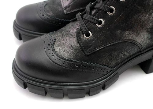 Botine de dama din piele naturala in negru „argintiu vechi” – Model Edith
