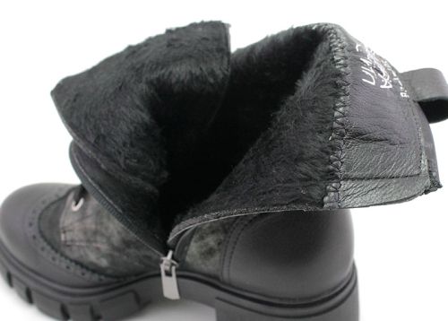 Botine de dama din piele naturala in negru „argintiu vechi” – Model Edith