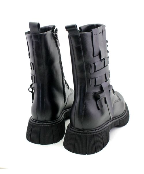 Botine de dama din piele naturala de culoare neagra - Model Emma