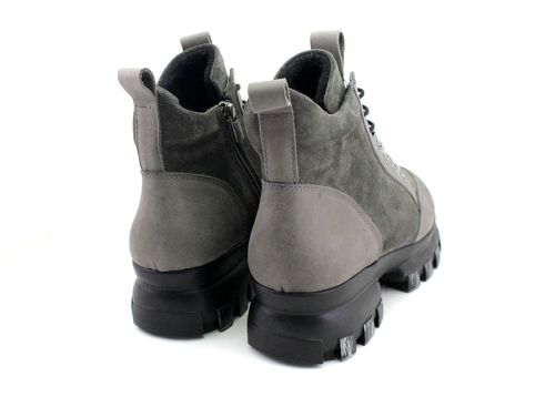 Ghete dama din piele intoarsa naturala de culoare gri - model Iveta