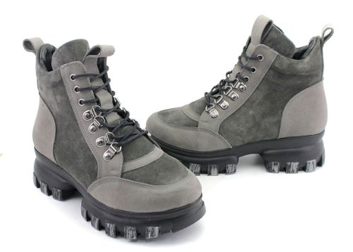 Ghete dama din piele intoarsa naturala de culoare gri - model Iveta