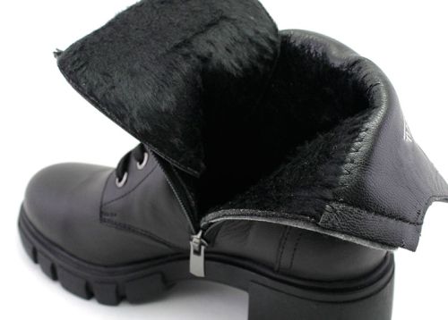 Botine de dama din piele naturala de culoare neagra - Model Bella.