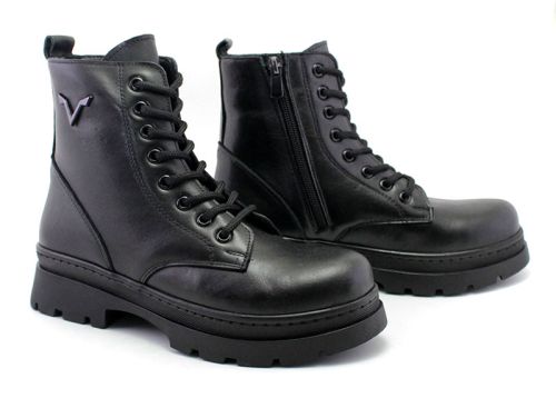 Cizme de dama din piele naturala de culoare neagra - Model Fanny.