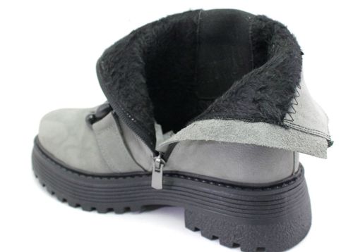 Cizme de dama din nubuc natural de culoare gri - model Elsa