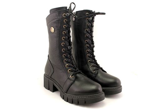 Cizme de dama din piele naturala de culoare neagra - Model Macarena.