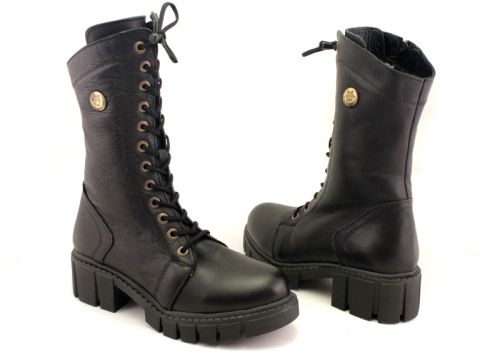 Cizme de dama din piele naturala de culoare neagra - Model Macarena.