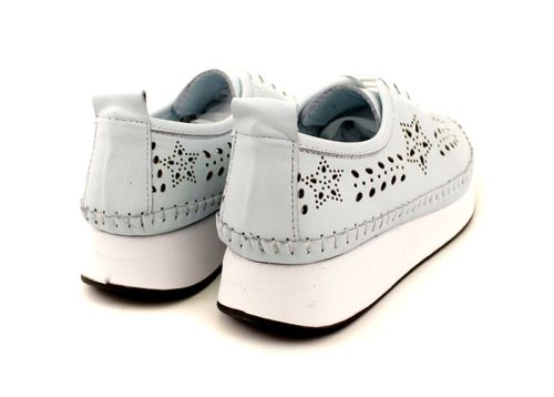 Pantofi de vara moi de dama din piele naturala de culoare albastru deschis - Model Jacqueline.