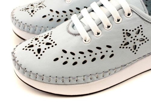 Pantofi de vara moi de dama din piele naturala de culoare albastru deschis - Model Jacqueline.