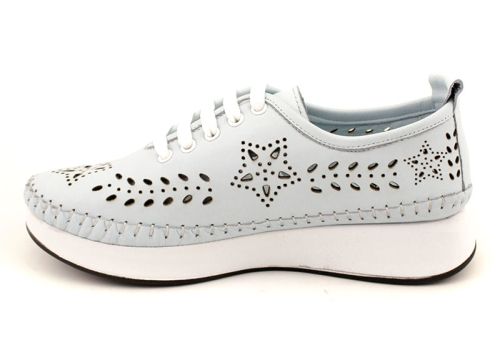 Pantofi de vara moi de dama din piele naturala de culoare albastru deschis - Model Jacqueline.