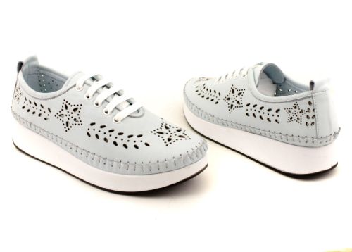 Pantofi de vara moi de dama din piele naturala de culoare albastru deschis - Model Jacqueline.