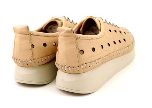 Pantofi de vara moale de dama din piele naturala de culoare bej - Model Samira.