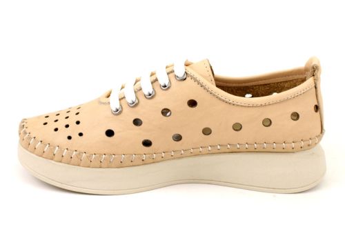 Pantofi de vara moale de dama din piele naturala de culoare bej - Model Samira.