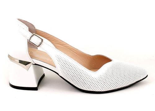 Pantofi formali dama din piele naturala in culoarea alba - Model Elif.