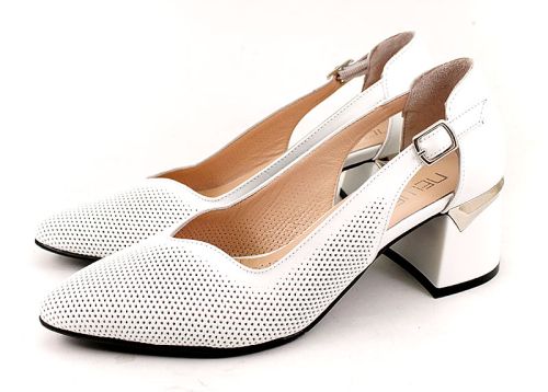 Pantofi formali dama din piele naturala in culoarea alba - Model Elif.