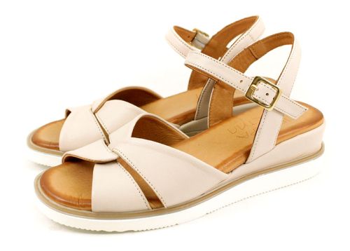 Sandale de dama cu toc jos in roz - model Pepin