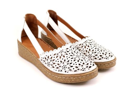 Pantofi de vara dama din piele naturala alb - Model Rosaline