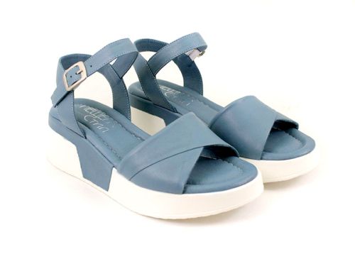 Sandale dama in albastru denim - model Un curcubeu