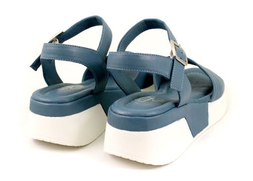 Sandale dama in albastru denim - model Un curcubeu
