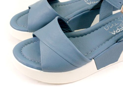 Sandale dama in albastru denim - model Un curcubeu