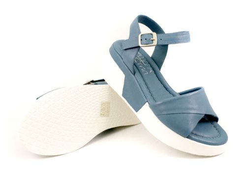 Sandale dama in albastru denim - model Un curcubeu