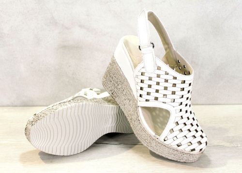 Sandale de dama din piele naturala cu platforma alb - model Florence