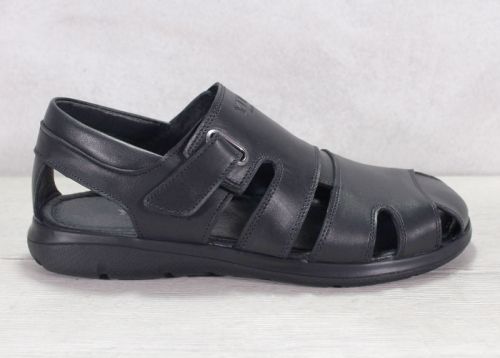 Sandale barbatesti din piele naturala de culoare neagra - model Nero.