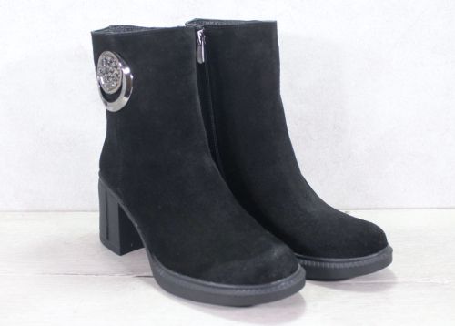 Cizme de dama din piele intoarsa naturala neagra - model Charme Élégant