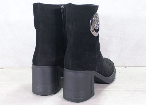 Cizme de dama din piele intoarsa naturala neagra - model Charme Élégant
