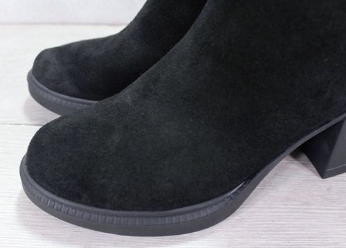 Cizme de dama din piele intoarsa naturala neagra - model Charme Élégant